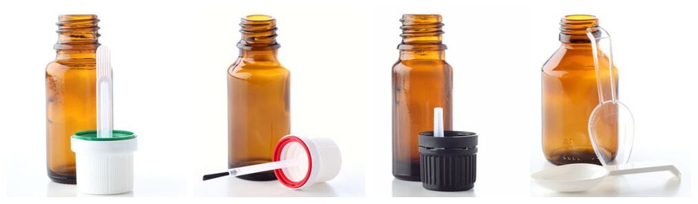 移液器、刷子、滴液分配器和量匙补充用于精油的玻璃瓶